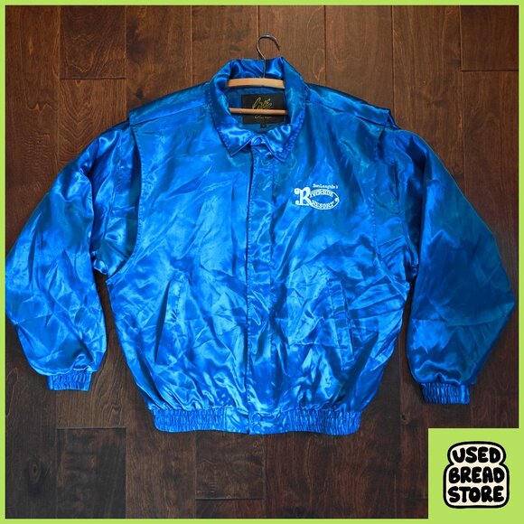 XL Blue Satin Don Laughlin's Riverside Resort Jacket Nevada Casino Las Vegas - Picture 1 of 7